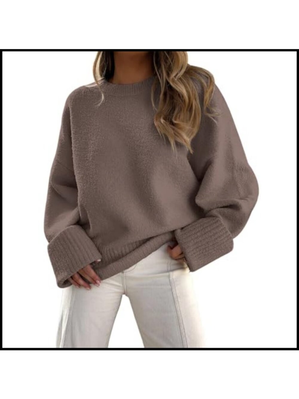 Oversized Warm Cozy Knit Pullover Sweater Fuzzy Ribbed Fall Winter